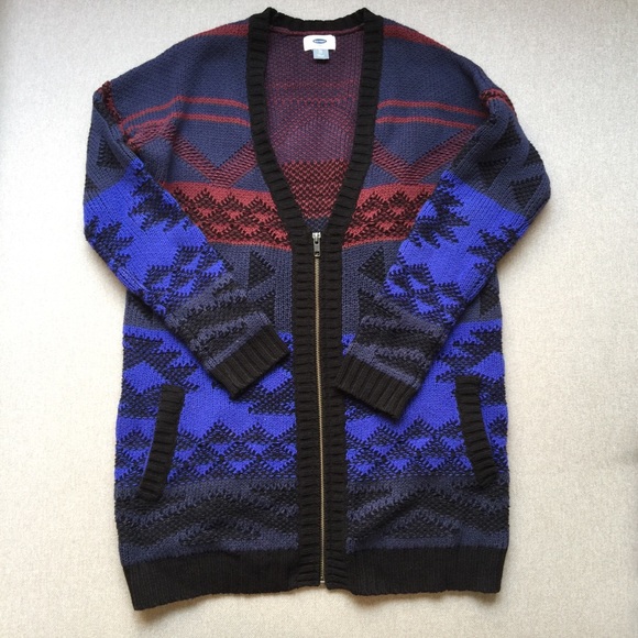 NWOT Geo Print Zip Up Cardigan - Picture 2 of 3
